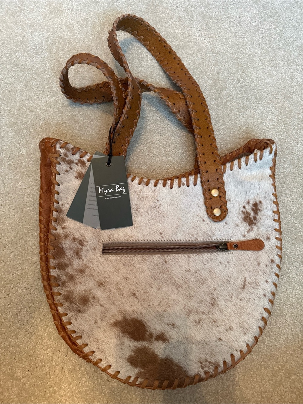 Myra Bag Brown & Cream Cowhide Shoulder Bag
